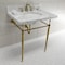 Fauceture KVPB3022M87 30" Console Sink with Brass Legs (8-Inch, 3 Hole), Marble White/Brushed Brass KVPB3022M87 - alternate 4